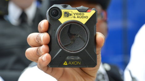 An Axon body worn video camera