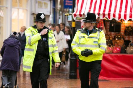 Police officers on foot patrol