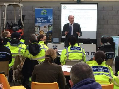 Warwickshire Police and Crime Commissioner Philip Seccombe addressing the course at Pailton