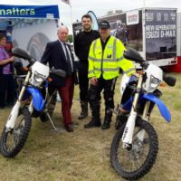 Discussing the wide use of Warwickshire Police off road motorcycles with Sgt Bridle and Special Inspector Pegg.