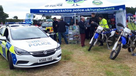 The Warwickshire Police Rural Matters and Rural Watch stand at Kenilworth Show.