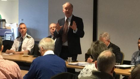 Warwickshire Police and Crime Commissioner addresses the Community Speed Watch summit in Warwick.