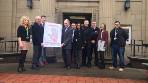Helping to launch the #NoMeansNo campaign outside Nuneaton Town Hall.