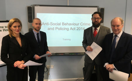 Pictured at the training event are, from left:  Lara Macnab (Warwickshire Legal Services), Tom Rogers (Warwickshire MAPPA Coordinator), Michael Goucher (Warwickshire Legal Services) and Warwickshire Police and Crime Commissioner Philip Seccombe.