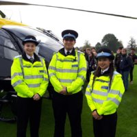 Cadets are given a tour of the Police Helicopter.