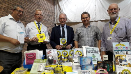 : Warwickshire Police and Crime Commissioner Philip Seccombe (centre) is pictured, from left, with Chris Cade, chair of Warwickshire Neighbourhood Watch Association and vice-chair of Rugby Borough NHW; Colin Cartright from North Warwickshire NHW Association; Neil Cavanagh, chair of Nuneaton North East NHW Association; and Tony Hardman from North Warwickshire NHW Association.