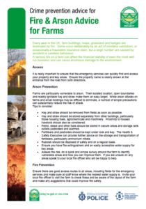 Fire & Arson Advice Sheet for Farms