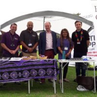 Meeting the team behind the Hate Crime Partnership and Warwickshire's Cyber Crime Advisor on the EquIP stand at Warwickshire Pride