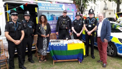 The Commissioner at the Warwickshire Police stand during Warwickshire Pride in 2018.