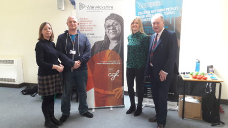 Police and Crime Commissioner Philip Seccombe (right) with representatives from Change, Grow, Live