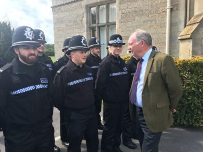 Philip Seccombe talking to new police recruits