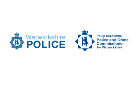 Warwickshire police logo and Philip Seccombe Police and Crime Commissioner for Warwickshire
