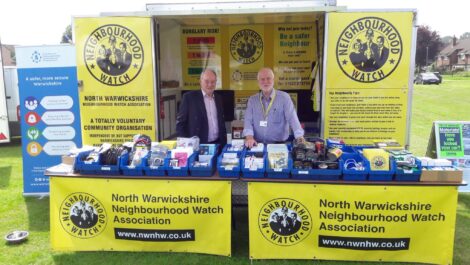 Warwickshire Police and Crime Commissioner Philip Seccombe with Tony Hardman from North Warwickshire Neighbourhood Watch Stand during the Coleshill Big Day Out in 2018.