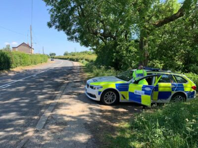 Warwickshire Police officers conducting speed checks near speed enforcement campaign. Today we have focused in the Wolvey area earlier this year.