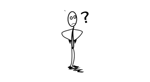 A stick man cartoon looking confused