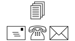 Symbols showing a form, letter, a phone and and email