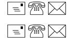 Symbols showing a letter, a phone and and email