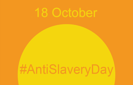 Banner for Anti-Slavery Day, October 18
