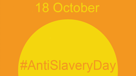 Banner for Anti-Slavery Day, October 18