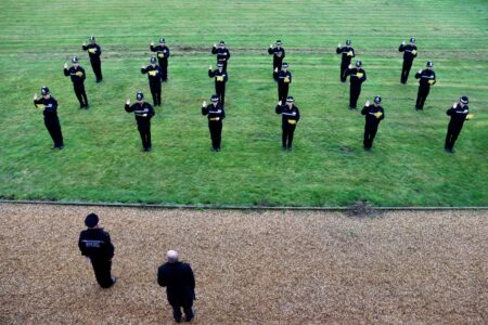 An aerial view of new Detective Constable's during their Attestation Ceremony
