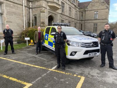 The Rural Crime Team vehicle with the PCC and officers