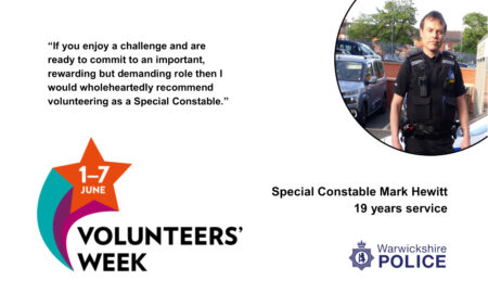 A quote from a Special Constable encouraging people to join the Special Constabulary