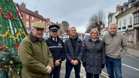 The Commissioner with police and volunteers in Henley-on-Arden.