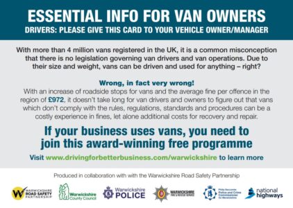 One of the Driving for Better Business information cards