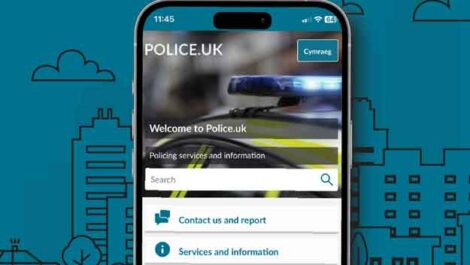 An image of a phone with the Police app on screen